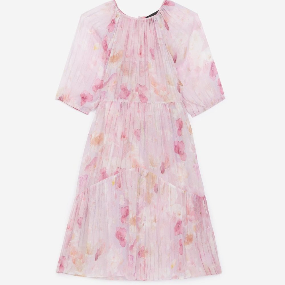 THE KOOPLES Pink Orange Floral Printed Dress